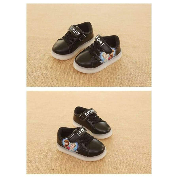 Planet Gates Black / 6.5 Cartoon classic style LED lighted baby first walkers LED shoes for baby girls glowing elegant nice baby casual shoes sneakers