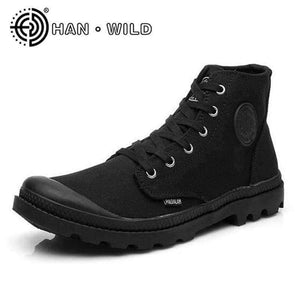 Planet Gates Black / 6.5 Classic Canvas Shoes Men Lace Up Vulcanized Shoes Outdoor High Top Flats Military Desert Shoes Casual Men Flats Travel Shoes