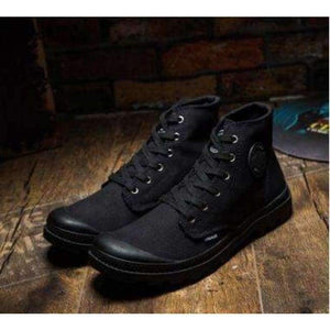 Planet Gates Black / 6.5 Classic Canvas Shoes Men Lace Up Vulcanized Shoes Outdoor High Top Flats Military Desert Shoes Casual Men Flats Travel Shoes