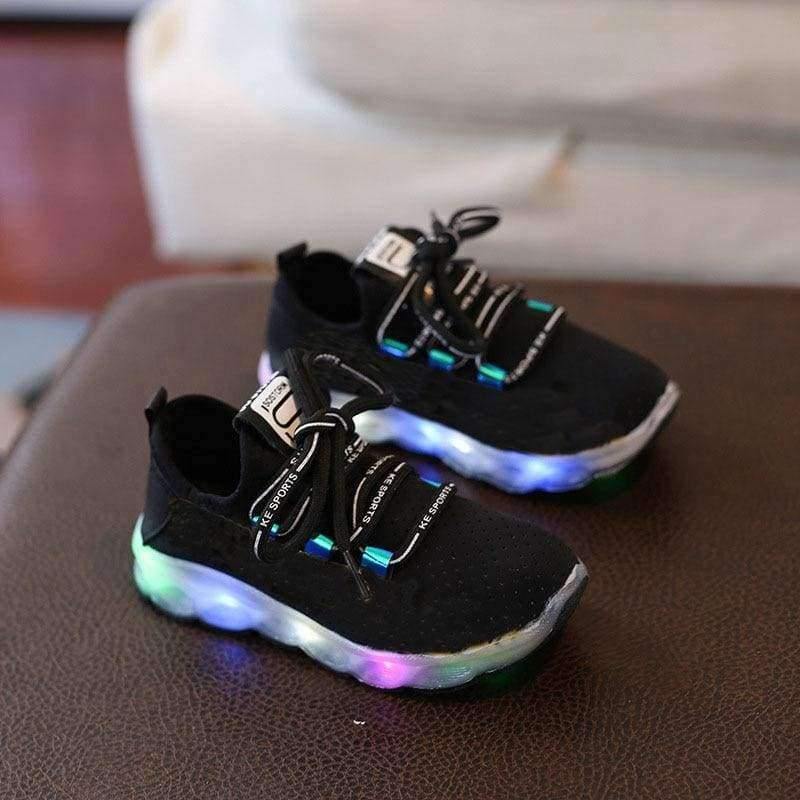 Planet Gates Black / 6.5 Fashion lace up boys girls shoes glowing lighting up sneakers children breathable hot sales kids baby shoes