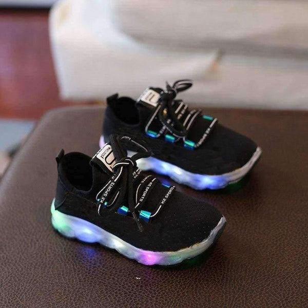 Planet Gates Black / 6.5 Fashion lace up boys girls shoes glowing lighting up sneakers children breathable hot sales kids baby shoes