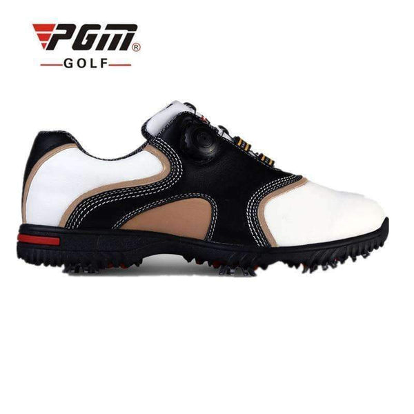 Pánské golfové boty Planet Gates Black / 6.5 s první vrstvou z kůže, automatické otáčení tkaniček, nepromokavé, z tkaniny Super Fiber, golfové tenisky