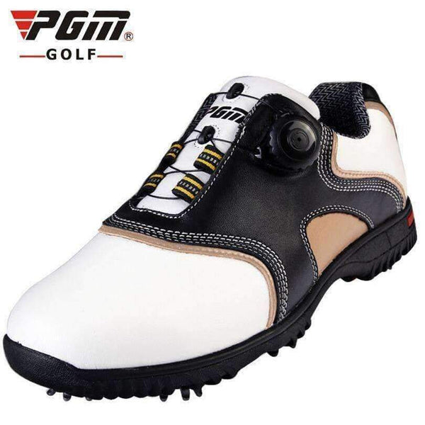 Pánské golfové boty Planet Gates Black / 6.5 s první vrstvou z kůže, automatické otáčení tkaniček, nepromokavé, z tkaniny Super Fiber, golfové tenisky