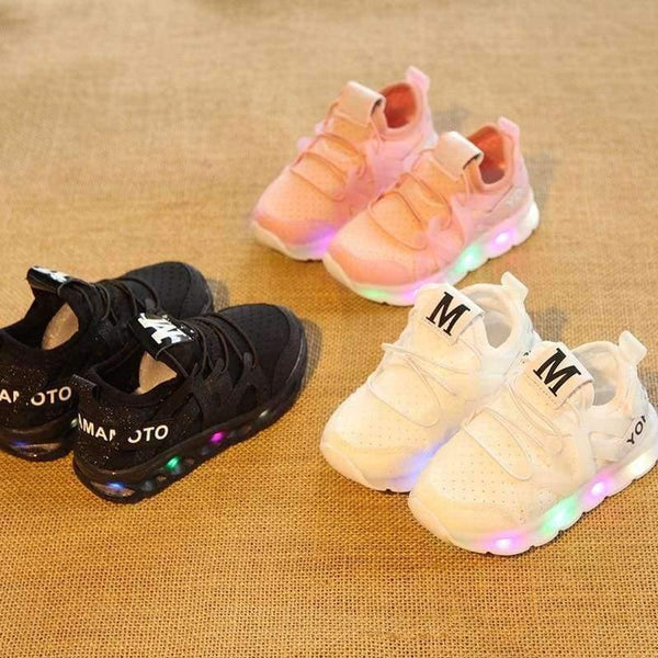 Planet Gates Black / 6.5 LED lighted Glowing children casual shoes 2018 European glitter comfortable baby girls boys sneakers cute kids footwear toddlers