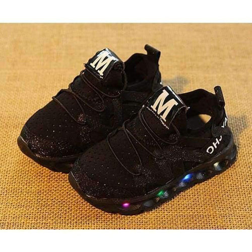 Planet Gates Black / 6.5 LED lighted Glowing children casual shoes 2018 European glitter comfortable baby girls boys sneakers cute kids footwear toddlers