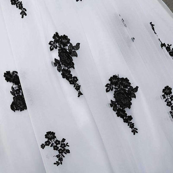 Planet Gates Black / 6 / 50cm Robe De Mariage Elegant White and Black Wedding Dresses 2017 Appliqued Sweetheart Bridal Gowns Tulle Custom Made