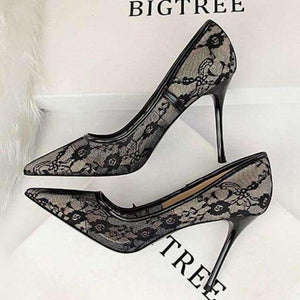Planet Gates černé / 6 Boussac Elegantní krajkové dámské boty na vysokém podpatku Průhledné květinové krajkové svatební boty Dámské sexy boty na párty s špičatou špičkou SWB0107