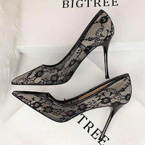 Planet Gates černé / 6 Boussac Elegantní krajkové dámské boty na vysokém podpatku Průhledné květinové krajkové svatební boty Dámské sexy boty na párty s špičatou špičkou SWB0107