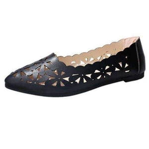 Planet Gates Black / 6 / China 2018 New Arrival Women Flats Shoes Shallow Flat Heel Hollow Out Flower Shape Nude Shoes Pointed-toe Shoes zapatos mujer