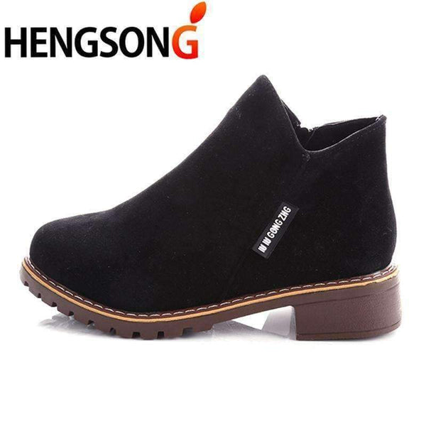 Planet Gates Black / 6 Fashion Women Martin Boots Autumn Winter Boots Classic Zipper Snow Ankle Boots Winter Suede Warm Fur Plush Women Shoes