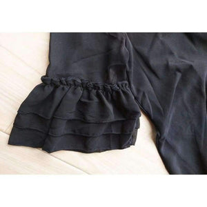 Planet Gates black / 6 Girls Dress Age 10 12 years Summer Chiffon Dress Flare Sleeve Black Dress For Little Girl Size 6 7 8 9 Teenage Girls Clothes