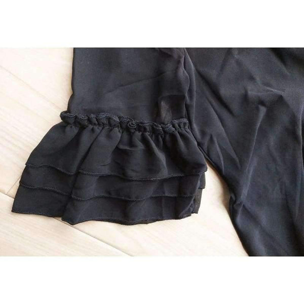 Planet Gates black / 6 Girls Dress Age 10 12 years Summer Chiffon Dress Flare Sleeve Black Dress For Little Girl Size 6 7 8 9 Teenage Girls Clothes