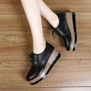 Planet Gates Black / 6 High Heel Women Shoes 2018 Women Genuine Leather Casual Shoes Breathable Fashion Waterproof Wedges Platform Shoes Women Sneaker
