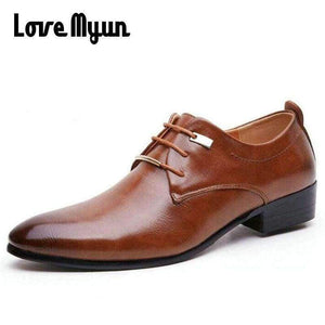 Planet Gates Black / 6 Hot sell mens leather shoes men's dress shoes British Style lace up Pointed toe low top flats 2 colors big size 37-46 AA-04