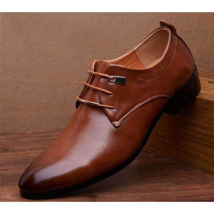 Planet Gates Black / 6 Hot sell mens leather shoes men's dress shoes British Style lace up Pointed toe low top flats 2 colors big size 37-46 AA-04