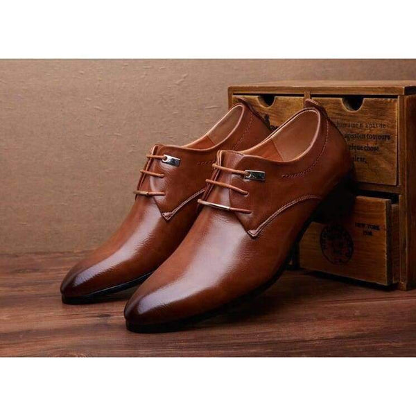 Planet Gates Black / 6 Hot sell mens leather shoes men's dress shoes British Style lace up Pointed toe low top flats 2 colors big size 37-46 AA-04