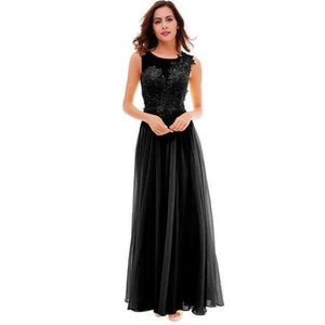 Planet Gates Black / 6 Long evening dress  cheap a line sleeveless lace up chiffon formal prom party dress evening dress