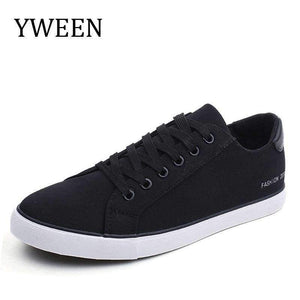 Planet Gates Black / 6 YWEEN Men's Vulcanized Shoes Lace-Up Men Sneakers Classic Style Breathable Canvas Shoes Men
