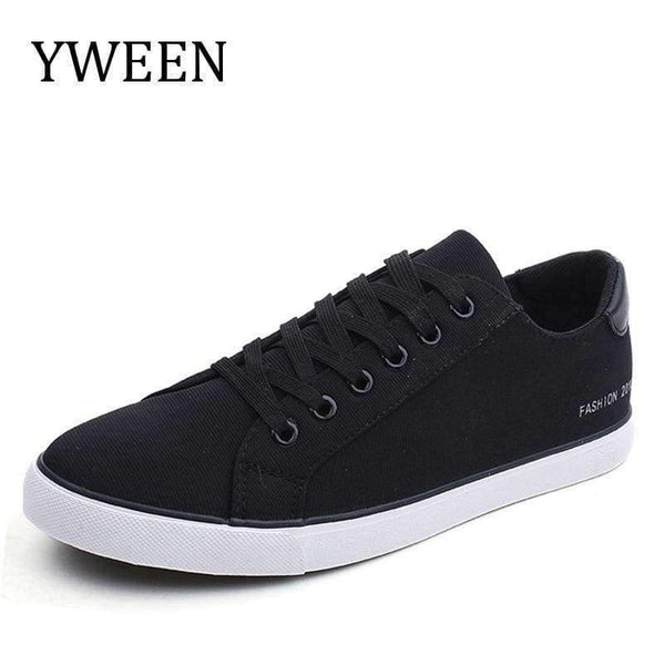 Planet Gates Black / 6 YWEEN Men's Vulcanized Shoes Lace-Up Men Sneakers Classic Style Breathable Canvas Shoes Men