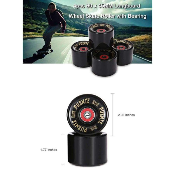 Planet Gates Black 60 X 45MM Cruiser Skateboard Wheels Longboard Wheel Skate Roller Durable PU Longboard Skate Board Wheels With ABEC - 9 Bearing