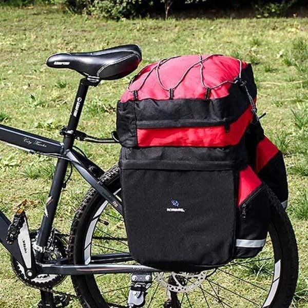 Planet Gates Black 60L MTB Bicycle Bag Back Seat Double Side Bags with Rain Cover Light Reflective Tape Bike Bag Cycling Bag