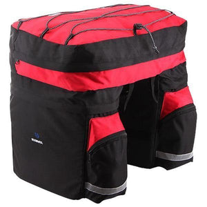 Planet Gates Black 60L MTB Bicycle Bag Back Seat Double Side Bags with Rain Cover Light Reflective Tape Bike Bag Cycling Bag