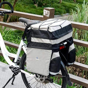 Planet Gates Black 60L MTB Bicycle Bag Back Seat Double Side Bags with Rain Cover Light Reflective Tape Bike Bag Cycling Bag