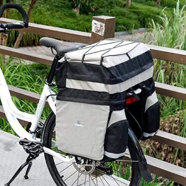 Planet Gates Black 60L MTB Bicycle Bag Back Seat Double Side Bags with Rain Cover Light Reflective Tape Bike Bag Cycling Bag