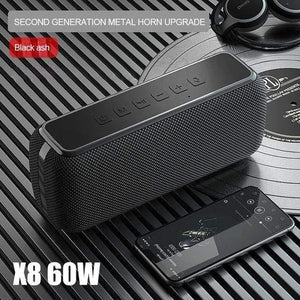 Planet Gates Black 60W Wireless Waterproof Bluetooth Speaker DSP Bass Column Portable Outdoor Speaker TWS Subwoofer Soundbar Support TF Card AUX