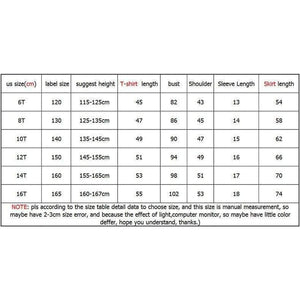 Planet Gates Black / 6T Girls Clothing Sets Teenage Summer Fashion costume for Big girl outfits 2pcs T shirt + Sequins Mesh Skirts 6 8 10 12 14 16 Years