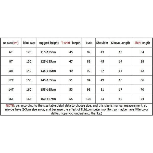 Planet Gates Black / 6T Girls Clothing Sets Teenage Summer Fashion costume for Big girl outfits 2pcs T shirt + Sequins Mesh Skirts 6 8 10 12 14 16 Years