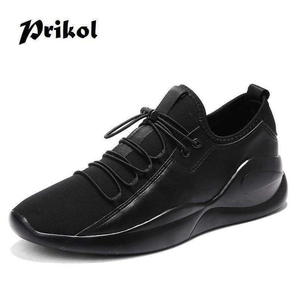 Planet Gates Black / 7.5 Basic Style Brand Men Sport Shoes Breathable Leather Man Sneaker Krasovki Dark Black Hombre Tennis Zapato Calcado