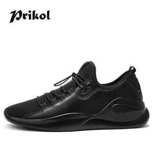Planet Gates Black / 7.5 Basic Style Brand Men Sport Shoes Breathable Leather Man Sneaker Krasovki Dark Black Hombre Tennis Zapato Calcado