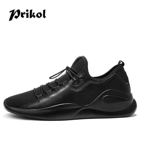 Planet Gates Black / 7.5 Basic Style Brand Men Sport Shoes Breathable Leather Man Sneaker Krasovki Dark Black Hombre Tennis Zapato Calcado
