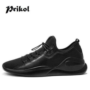 Planet Gates Black / 7.5 Basic Style Brand Men Sport Shoes Breathable Leather Man Sneaker Krasovki Dark Black Hombre Tennis Zapato Calcado