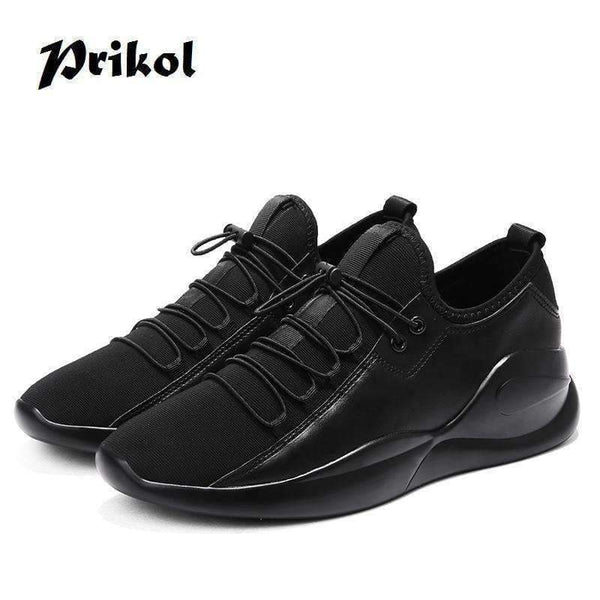 Planet Gates Black / 7.5 Basic Style Brand Men Sport Shoes Breathable Leather Man Sneaker Krasovki Dark Black Hombre Tennis Zapato Calcado