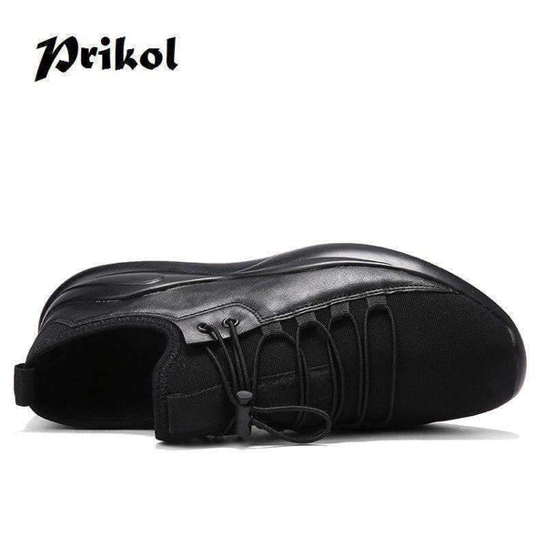 Planet Gates Black / 7.5 Basic Style Brand Men Sport Shoes Breathable Leather Man Sneaker Krasovki Dark Black Hombre Tennis Zapato Calcado