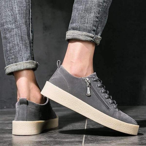 Planet Gates Black / 7.5 MEIGOUMEIGOU New Autumn Shallow Men Vulcanize Shoes Height Increasing Zipper & Lace-up Men Casual Shoes Slip Resistant Men Shoes