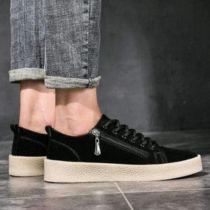 Planet Gates Black / 7.5 MEIGOUMEIGOU New Autumn Shallow Men Vulcanize Shoes Height Increasing Zipper & Lace-up Men Casual Shoes Slip Resistant Men Shoes