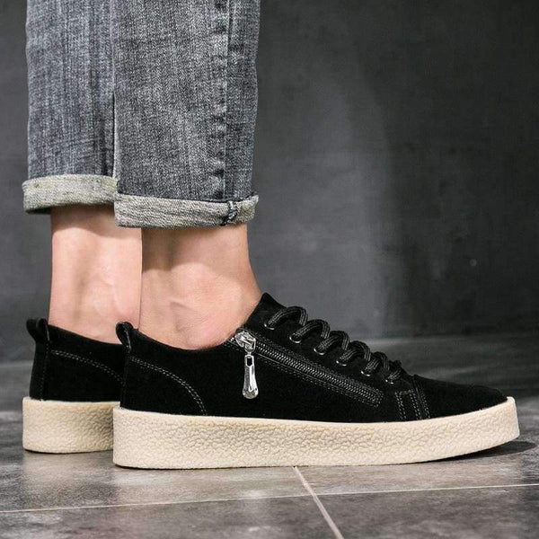 Planet Gates Black / 7.5 MEIGOUMEIGOU New Autumn Shallow Men Vulcanize Shoes Height Increasing Zipper & Lace-up Men Casual Shoes Slip Resistant Men Shoes