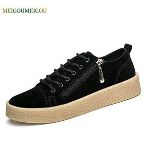 Planet Gates Black / 7.5 MEIGOUMEIGOU New Autumn Shallow Men Vulcanize Shoes Height Increasing Zipper & Lace-up Men Casual Shoes Slip Resistant Men Shoes