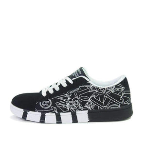 Planet Gates Black / 7 HAIYUELI Men's casual flat canvas shoes fashion lace up round toe board shoes black white blue Men Vulcanize Shoes print