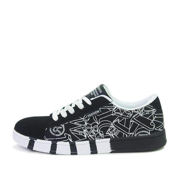 Planet Gates Black / 7 HAIYUELI Men's casual flat canvas shoes fashion lace up round toe board shoes black white blue Men Vulcanize Shoes print