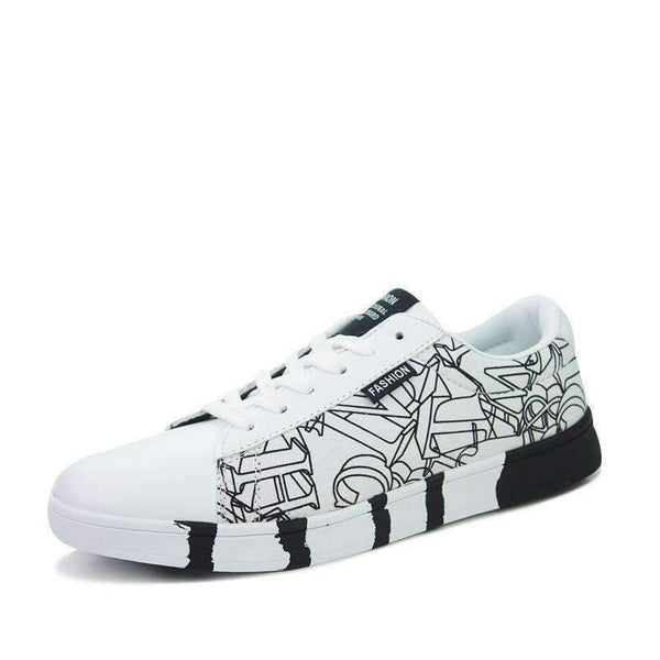 Planet Gates Black / 7 HAIYUELI Men's casual flat canvas shoes fashion lace up round toe board shoes black white blue Men Vulcanize Shoes print