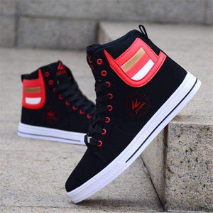 Planet Gates Black / 7 Men's Vulcanize Shoes Lace-up Men Casual Shoes Fashion High Top Men High Pipe Retro Comfortable Men's Flat Shoes Q71