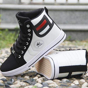 Planet Gates Black / 7 Men's Vulcanize Shoes Lace-up Men Casual Shoes Fashion High Top Men High Pipe Retro Comfortable Men's Flat Shoes Q71