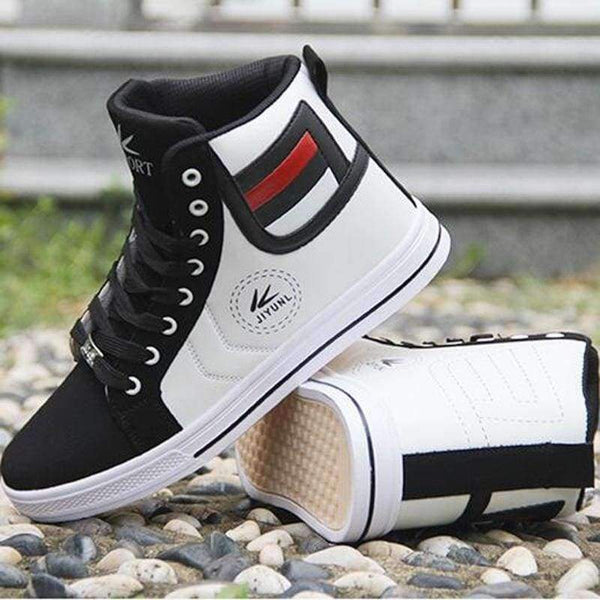Planet Gates Black / 7 Men's Vulcanize Shoes Lace-up Men Casual Shoes Fashion High Top Men High Pipe Retro Comfortable Men's Flat Shoes Q71