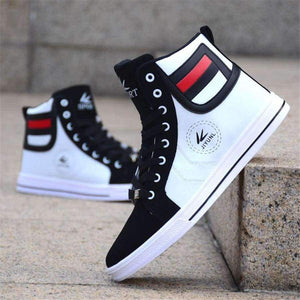 Planet Gates Black / 7 Men's Vulcanize Shoes Lace-up Men Casual Shoes Fashion High Top Men High Pipe Retro Comfortable Men's Flat Shoes Q71