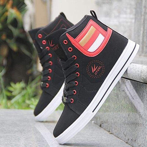 Planet Gates Black / 7 Men's Vulcanize Shoes Lace-up Men Casual Shoes Fashion High Top Men High Pipe Retro Comfortable Men's Flat Shoes Q71