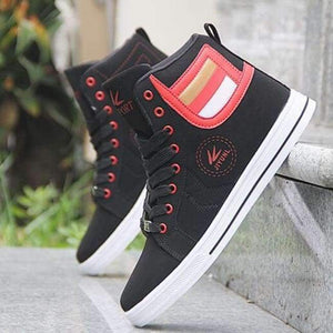 Planet Gates Black / 7 Men's Vulcanize Shoes Lace-up Men Casual Shoes Fashion High Top Men High Pipe Retro Comfortable Men's Flat Shoes Q71